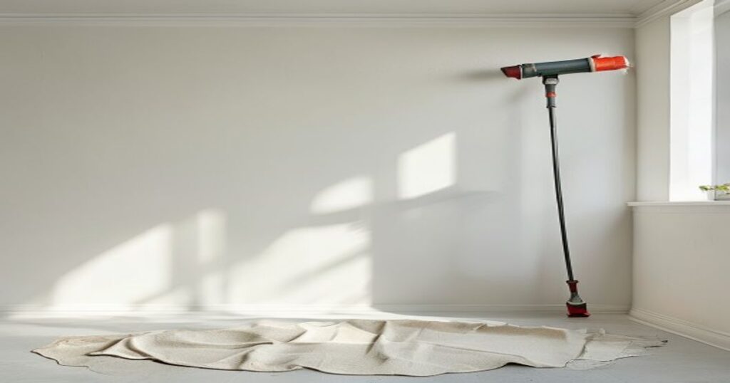 Painting interior ceiling with roller on extension pole