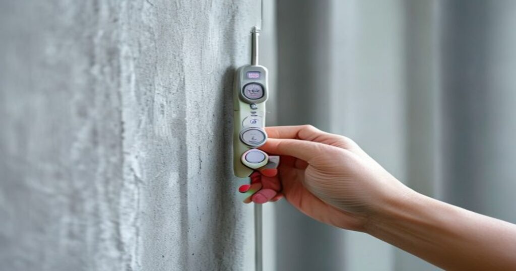 Moisture meter testing interior wall surface
